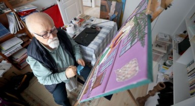 Türk gölge oyunu karakterlerini tuvale yansıtıyor