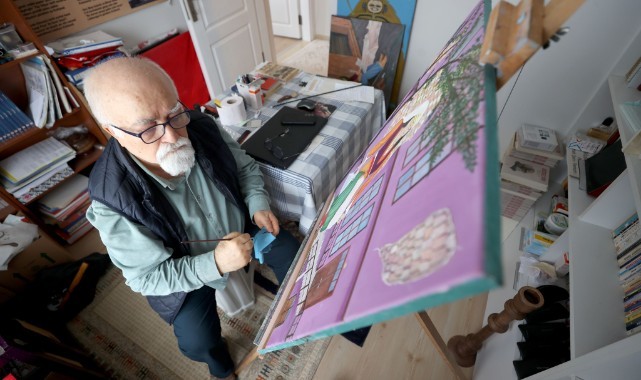 Türk gölge oyunu karakterlerini tuvale yansıtıyor