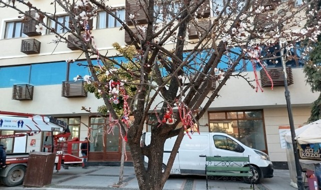Saraçlar Caddesi’ndeki ağaca marteniçka astılar