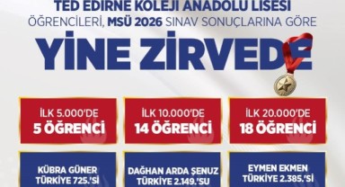 TED Edirne Koleji adını zirveye yazdırdı