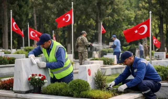 Türkiye genelinde şehit mezarlıkları bayram öncesi bakıma alındı