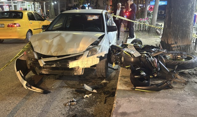 Otomobille çarpışan motosikletteki 2 kişi yaralandı