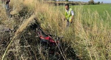 Su kanalına devrilen motosikletin sürücüsü hayatını kaybetti