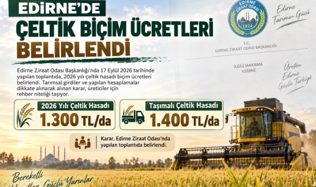 ÇELTİK HASADINDA 2026 TARİFESİ AÇIKLANDI