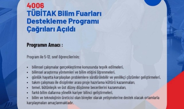 TÜBİTAK 4006 Bilim Fuarları İçin Başvuru Dönemi Başladı